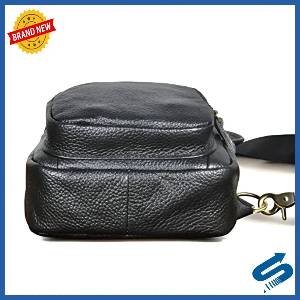 Genuine Leather Crossbody Sling Bag for Hiking Travel Tablet Fits